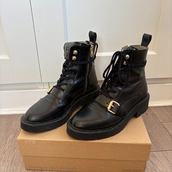 All Saints Donita Leather Ankle Combat Boots - Picture 3 of 15